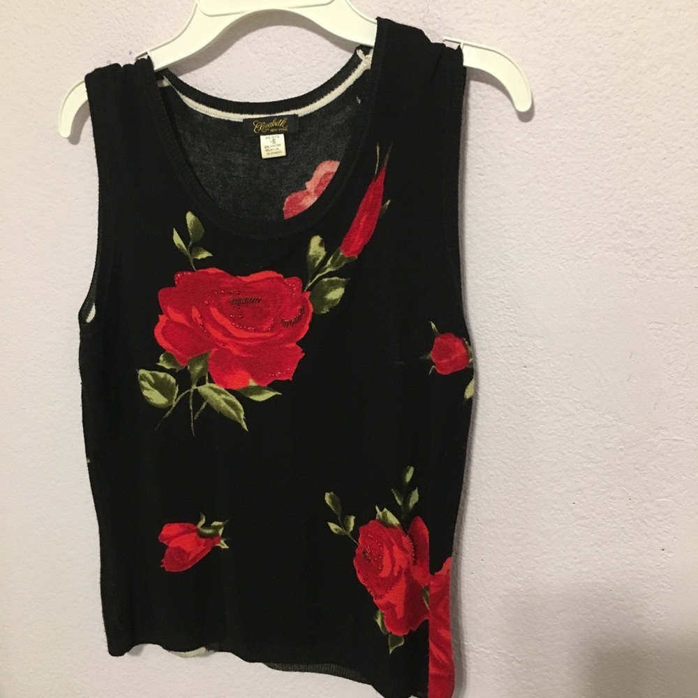 Elizabeth New York Petite Sm soft roses sweater